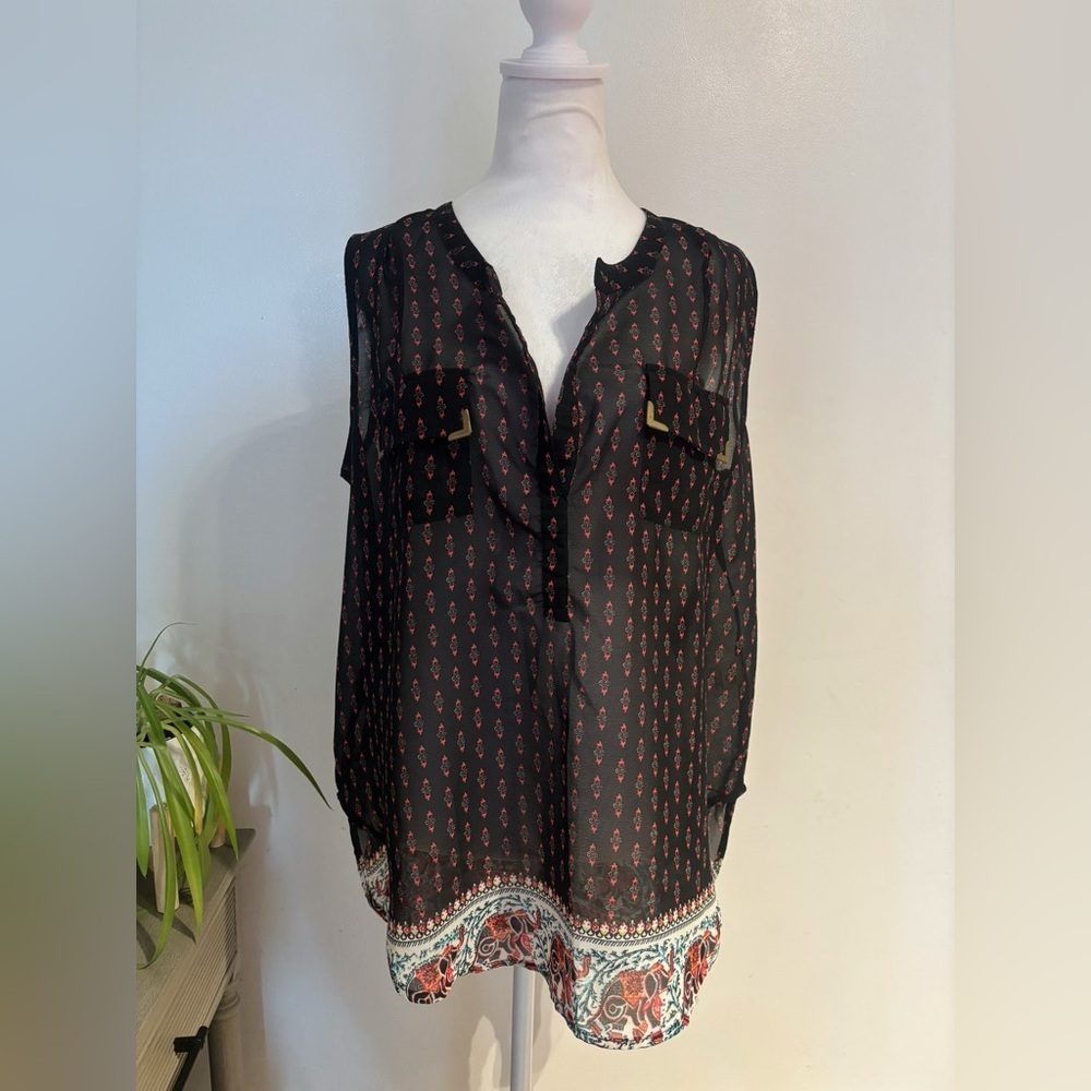 Live 4 Truth 1X Sleeveless Tunic Blouse Elephant Hem Boho Festival Top Plus Size